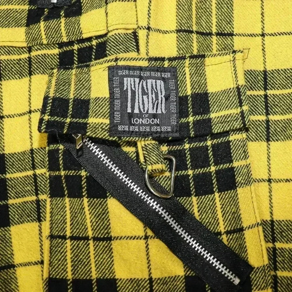Vintage‎ Mens Yellow Black Plaid Mid Rise Fall Winter Punk Pants Size 36W 32L - Picture 5 of 5